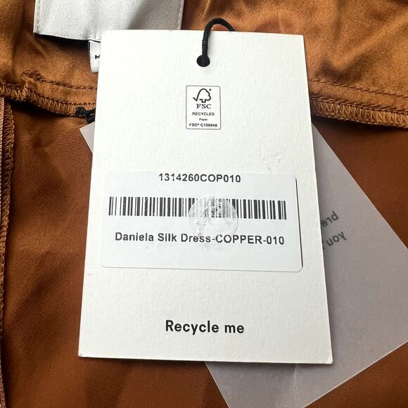 Reformation Daniela 100% Silk Maxi Gown Dress Copper Gold size 10 C0 - Picture 7 of 7